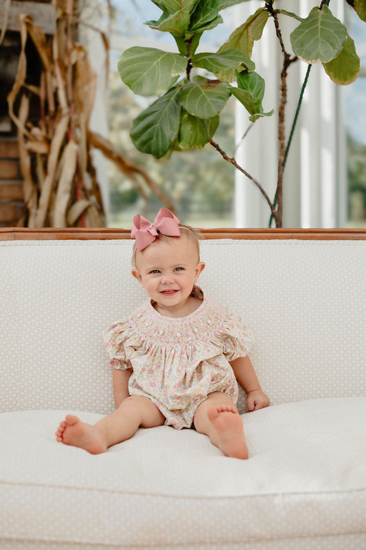 Claire Floral Smocked Bubble